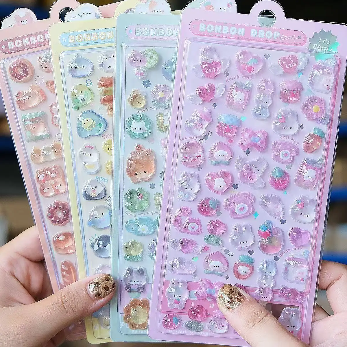 Resin Art Case - =-=2027かわいい3Dゼリーレジンステッカーかわいい漫画スパークル透明デカールスクラップブッキング用電話ケースラップトップDIY装飾用