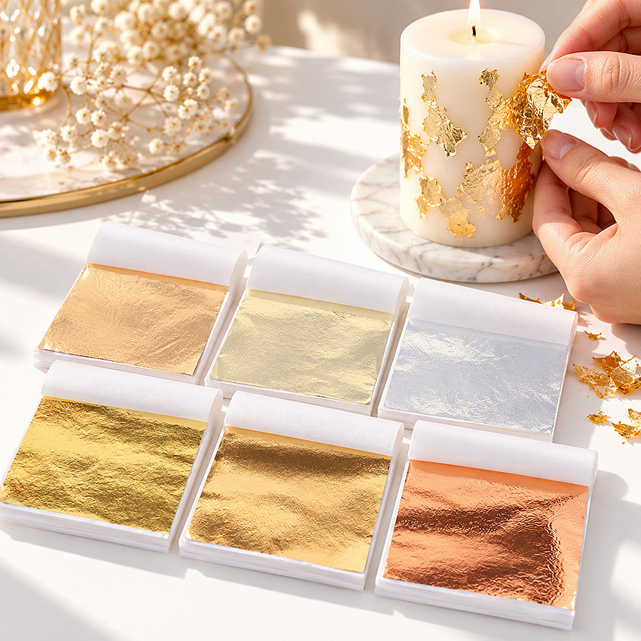 Resin Art Wedding Gift - レジンクラフト、ネイルアート、スライム、スクラップブッキング、DIYによる金箔加工、家具や壁の装飾に使える、100枚入りの金箔紙。