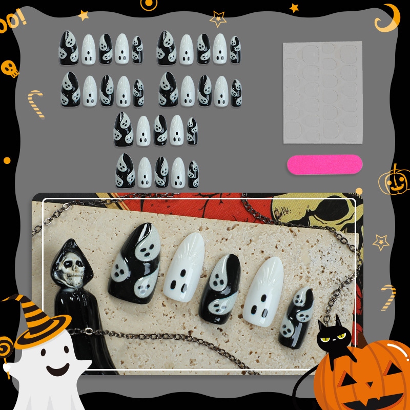 30個入り 2025年ハロウィン アーモンド型 怖い白黒ゴー - Resin Art Case のレビューと価格