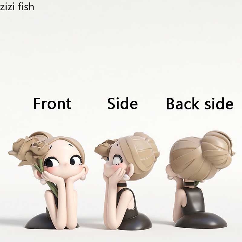 かわいいローズガールバスト像樹脂キャラクター彫刻置物モダンな - Resin Art Rose のレビューと価格