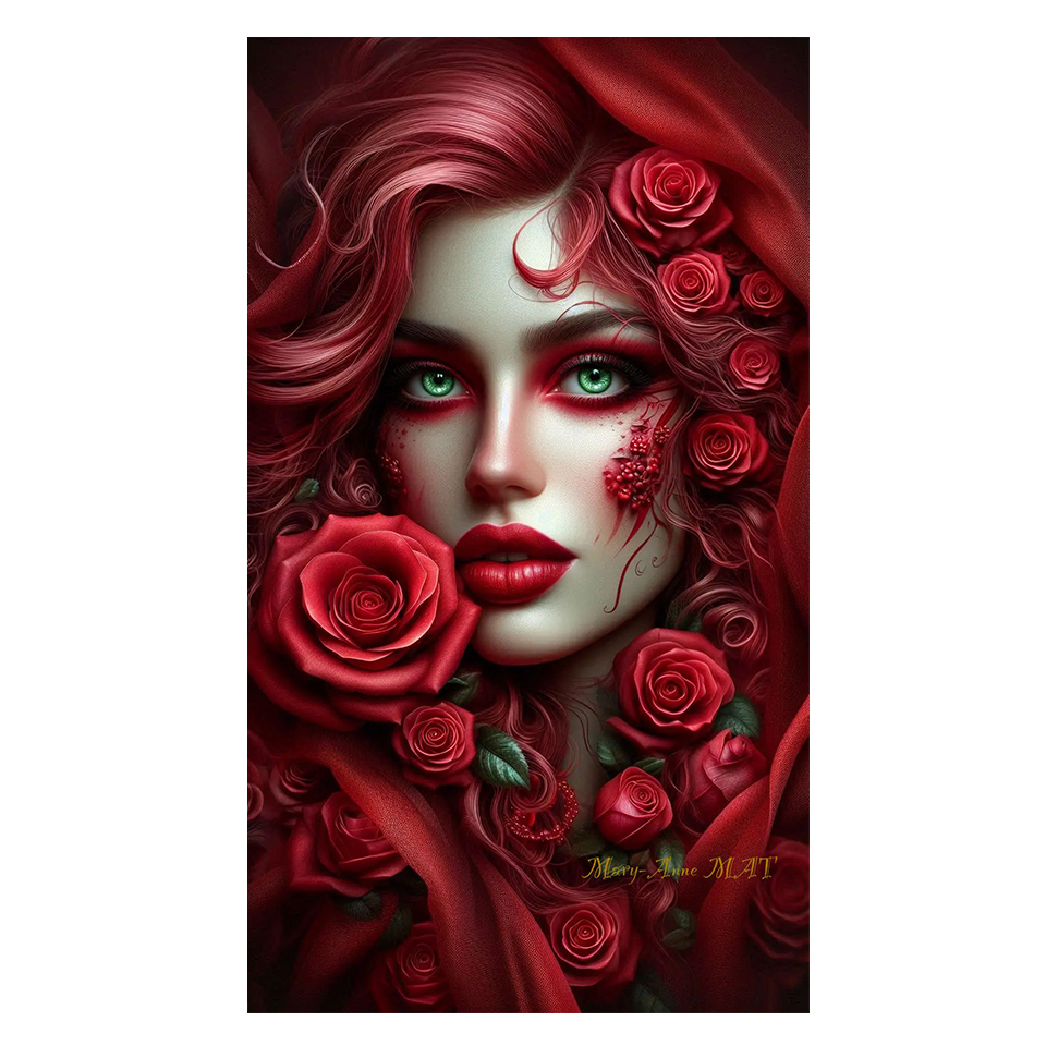 diy ダイヤモンドペインティング神秘的な赤いバラ女性ジュエ - Resin Art Rose のレビューと価格